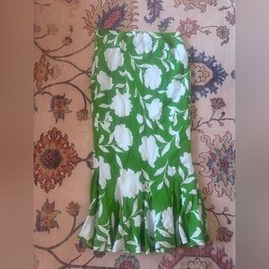 Kate Spade Green and White Floral A-Line Skirt